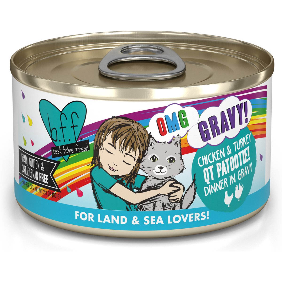BFF OMG QT Patootie! Chicken & Turkey Dinner in Gravy Grain-Free Wet Cat Food, 2.8-oz, case of 12