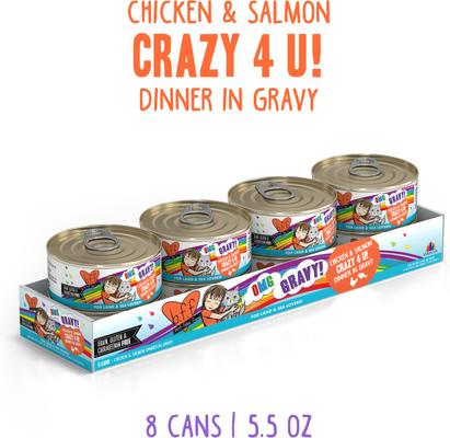 Show full view: BFF OMG Crazy 4 U! Chicken & Salmon Dinner in Gravy Grain-Free Canned Cat Food, 5.5-oz, case of 8 slide 3 of 12
