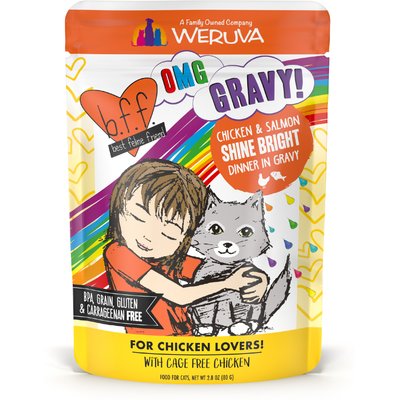 BFF BFF OMG Shine Bright! Chicken & Salmon in Gravy Wet Cat Food Pouches, 2.8-oz pouch, 12 count