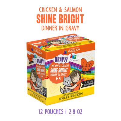 Show full view: BFF OMG Shine Bright! Chicken & Salmon in Gravy Wet Cat Food Pouches, 2.8-oz pouch, 12 count slide 3 of 13