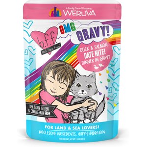 BFF OMG Date Nite! Duck & Salmon Dinner in Gravy Grain-Free Cat Food Pouches, 2.8-oz, pack of 12