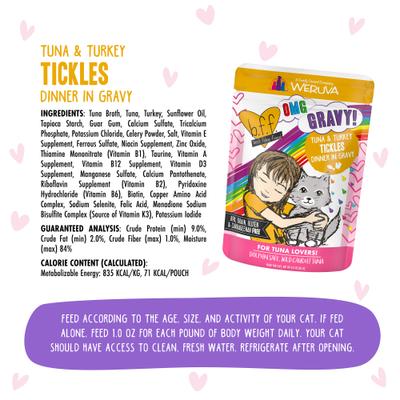 Show full view: BFF Tuna & Turkey Tickles Dinner in Gravy Wet Cat Food Pouches, 3-oz, case of 12 slide 6 of 13