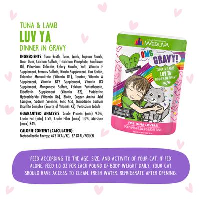 Show full view: BFF Tuna & Lamb Luv Ya Dinner in Gravy Wet Cat Food Pouches, 3-oz, case of 12 slide 6 of 13