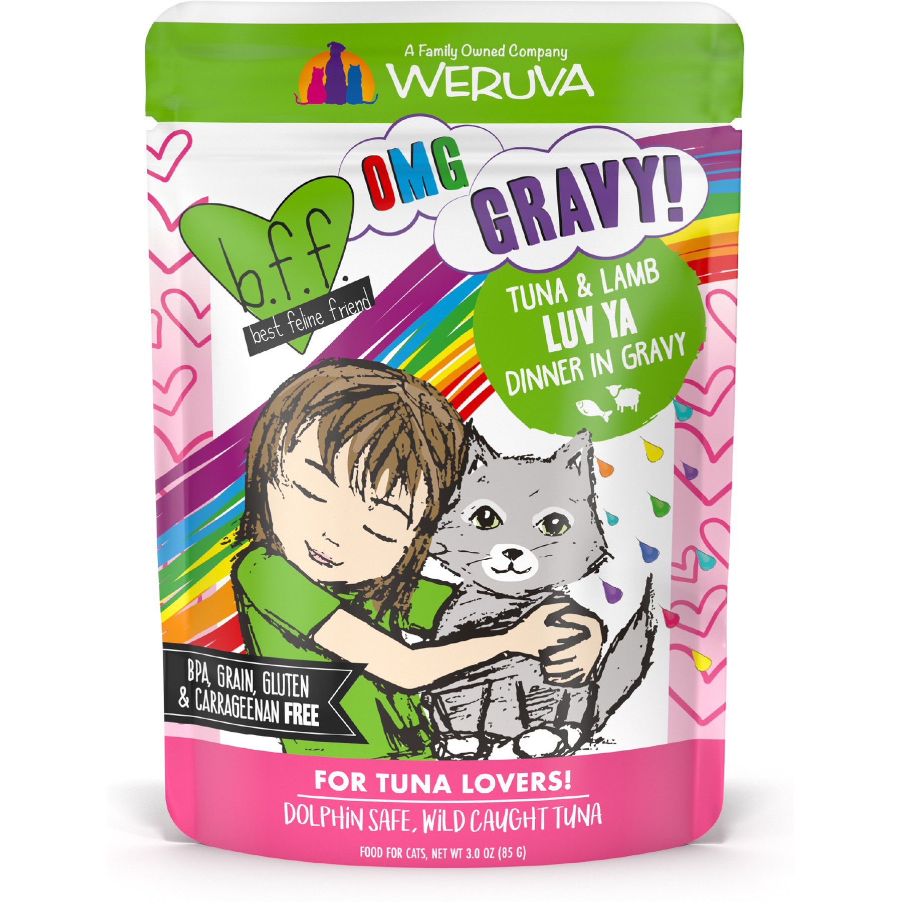 BFF Tuna & Lamb Luv Ya Cat Food Pouches, 3-oz pouch, case of 12