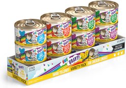 BFF OMG Best Feline Friend Oh My Gravy! Yahoo Yellows! Variety Pack Grain-Free Wet Cat Food, 2.8-oz can, case of 12