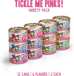 BFF OMG Best Feline Friend Oh My Gravy! Tickle Me Pinks! Variety Pack Grain-Free Wet Cat Food, 2.8-oz can, case of 12 slide 2 of 9