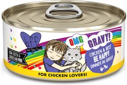 BFF OMG Be Happy! Chicken & Beef in Gravy Wet Canned Cat Food, 5.5-oz can, case of 8