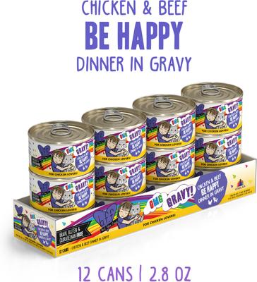 Show full view: BFF OMG Be Happy! Chicken & Beef in Gravy Wet Canned Cat Food, 2.8-oz can, case of 12 slide 3 of 12