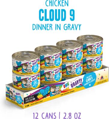 Show full view: BFF OMG Cloud 9! Chicken in Gravy Minced Grain-Free Wet Cat Food, 2.8-oz can, case of 12 slide 3 of 13