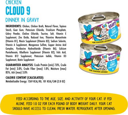 Show full view: BFF OMG Cloud 9! Chicken in Gravy Minced Grain-Free Wet Cat Food, 5.5-oz can, case of 8 slide 5 of 13