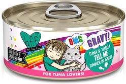 BFF OMG Tell Me! Tuna & Turkey Flavor Wet Canned Cat Food, 5.5-oz can, case of 8