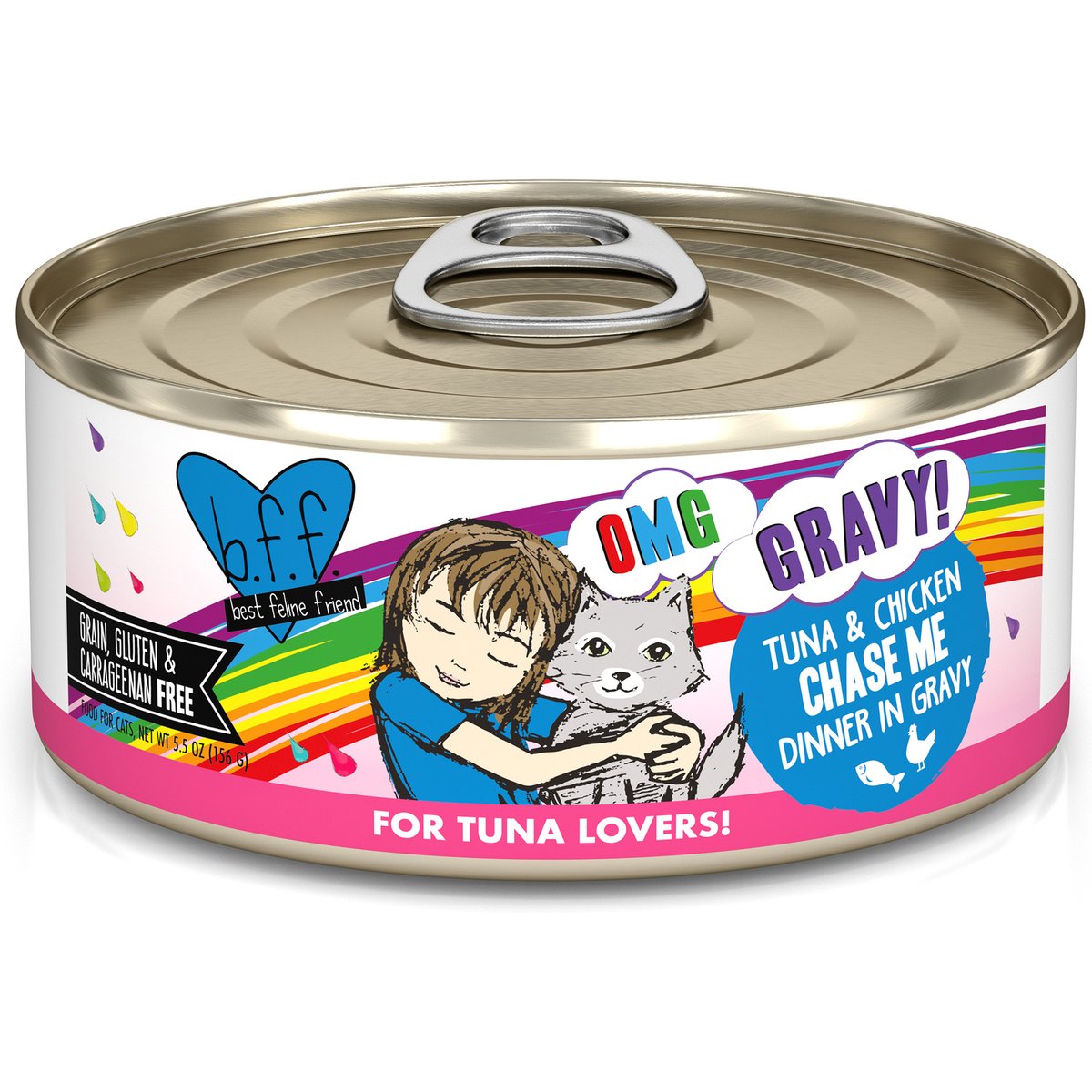 BFF OMG Chase Me! Tuna & Chicken Flavor Wet Canned Cat Food, 5.5-oz can, case of 8