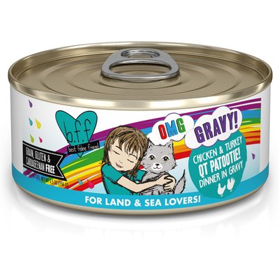 BFF BFF OMG QT Patootie! Chicken & Turkey Dinner in Gravy Grain-Free Wet Cat Food, 5.5-oz, case of 8