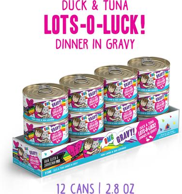 Show full view: BFF OMG Lots-O-Luck! Duck & Tuna Dinner in Gravy Grain-Free Canned Cat Food, 2.8-oz, case of 12 slide 3 of 12