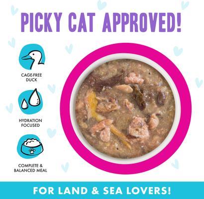 Show full view: BFF OMG Lots-O-Luck! Duck & Tuna Dinner in Gravy Grain-Free Canned Cat Food, 2.8-oz, case of 12 slide 4 of 12
