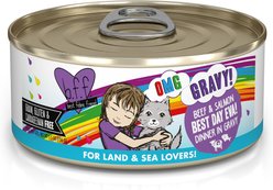 BFF OMG Best Day Eva! Beef & Salmon Dinner in Gravy Grain-Free Canned Cat Food, 5.5-oz, case of 8