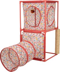 Kitty City Cozy Retreat Cube Cat Tree, Red