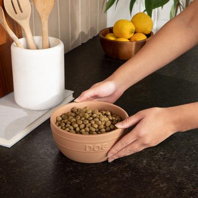 Show full view: Waggo Farmhouse Ceramic Dog Bowl, 4-cup, Clay slide 2 of 6