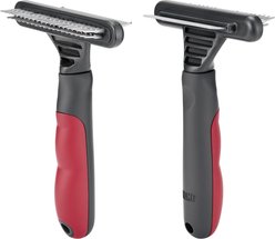 KONG Double-sided Rake & Deshedding Dog Brush, Large, Grey/Red