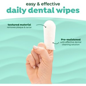 TropiClean Plaque & Tartar Removing Fresh Breath Finger Dog & Cat Dental Wipes, 50 count