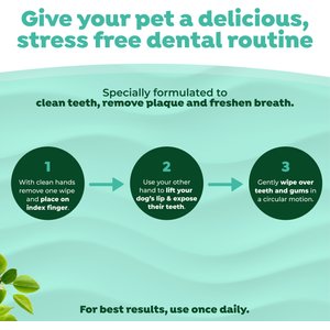 TropiClean Plaque & Tartar Removing Fresh Breath Finger Dog & Cat Dental Wipes, 50 count