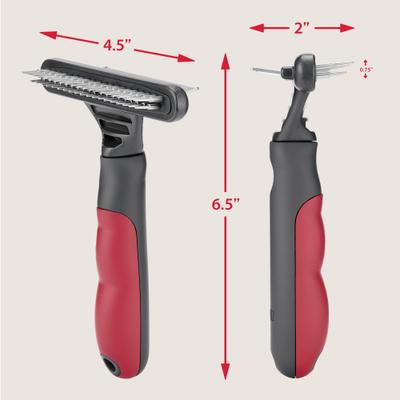 Show full view: KONG Double-sided Rake & Deshedding Dog Brush, Large, Grey/Red slide 6 of 7