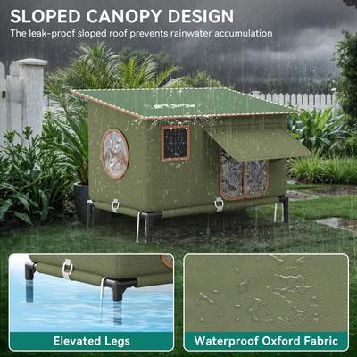 Show full view: Yitahome Winter Waterproof Nylon Outdoor Heated Cat House, Green, 23.6 x 15.7 x 20.5-in slide 7 of 10