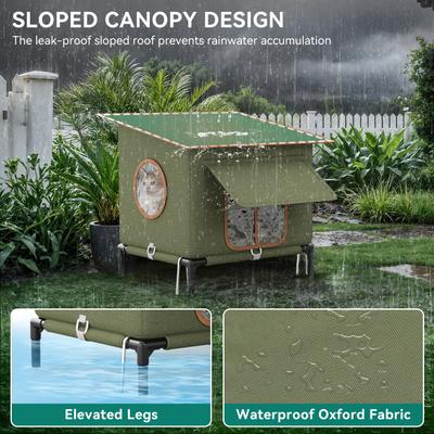 Show full view: Yitahome Winter Waterproof Nylon Outdoor Heated Cat House, Green, 16.5 x 13.8 x 18.9-in slide 6 of 9