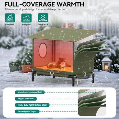 Show full view: Yitahome Winter Waterproof Nylon Outdoor Heated Cat House, Green, 16.5 x 13.8 x 18.9-in slide 5 of 9