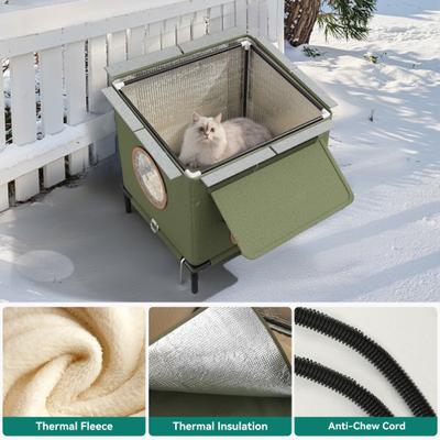 Show full view: Yitahome Winter Waterproof Nylon Outdoor Heated Cat House, Green, 16.5 x 13.8 x 18.9-in slide 3 of 9