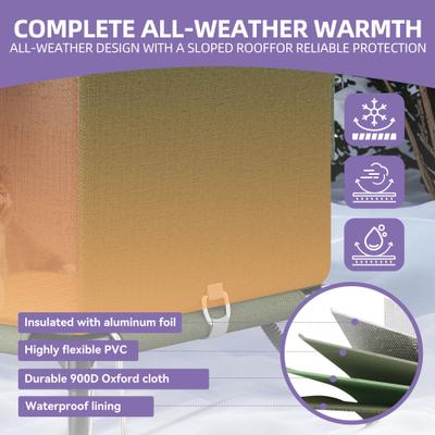 Show full view: Wooflex Heated Outdoor Insulated Waterproof Feral Winter Cat House with Heating Pad & Escape Door, Green, 16.5 × 13.8 × 18.9-in slide 5 of 9