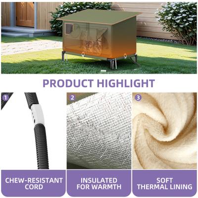 Show full view: Wooflex Heated Outdoor Insulated Waterproof Feral Winter Cat House with Heating Pad & Escape Door, Green, 23.6 × 15.7 × 20.5-in slide 5 of 10