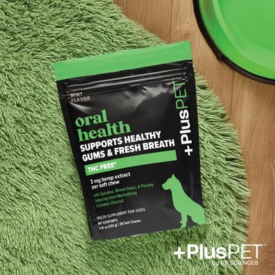Show full view: +PlusPET Broad Spectrum Hemp Extract Mint Flavored Soft Chew Oral Health Supplement for Dogs, 30 count slide 5 of 9