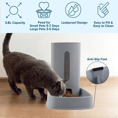 Show full view: Pet Adobe 3.8-L Automatic Feeder for Dogs & Cats, 2 count, Gray slide 2 of 7