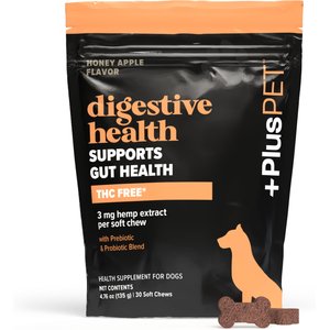 +PlusPET Broad Spectrum Hemp Apple Flavored Extract Soft Chew Digestive Health Supplement for Dogs, 30 count