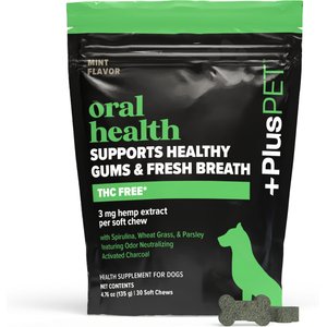 +PlusPET Broad Spectrum Hemp Extract Mint Flavored Soft Chew Oral Health Supplement for Dogs, 30 count