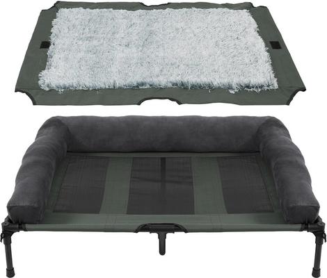 Show full view: BingoPaw Outdoor Summer Elevated Detachable Plush Bolster Dog Bed with Removable Cover, Grey, Large slide 5 of 10