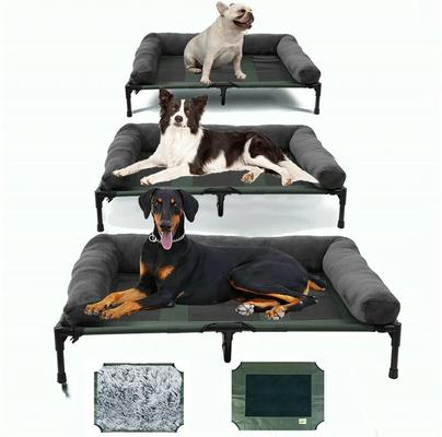 Show full view: BingoPaw Outdoor Summer Elevated Detachable Plush Bolster Dog Bed with Removable Cover, Grey, Large slide 4 of 10