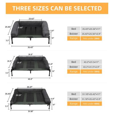 Show full view: BingoPaw Outdoor Summer Elevated Detachable Plush Bolster Dog Bed with Removable Cover, Grey, Large slide 2 of 10