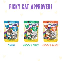 BFF Oh My Gravy! Yippy Ki Yay Yellow Gravies! Variety Pack Grain-Free Wet Cat Food, 2.8-oz pouch, case of 12 slide 2 of 9