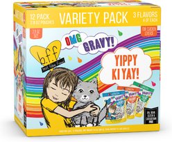 BFF Oh My Gravy! Yippy Ki Yay Yellow Gravies! Variety Pack Grain-Free Wet Cat Food, 2.8-oz pouch, case of 12