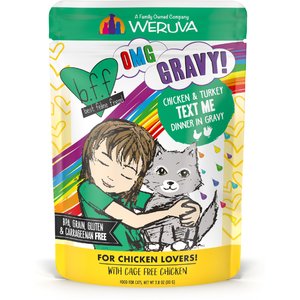 BFF OMG Text Me! Chicken & Turkey in Gravy Wet Cat Food Pouches, 2.8-oz pouch, 12 count