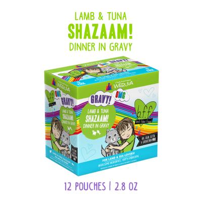 Show full view: BFF OMG Shazaam! Lamb & Tuna Dinner in Gravy Grain-Free Cat Food Pouches, 2.8-oz, pack of 12 slide 3 of 12
