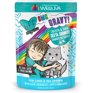 BFF OMG Seeya Sooner! Chicken & Tuna Dinner in Gravy Grain-Free Cat Food Pouches, 2.8-oz, pack of 12