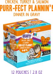 BFF OMG Purr-Fect Plannin'! Chicken, Turkey & Salmon Dinner in Gravy Grain-Free Cat Food Pouches, 2.8-oz, pack of 12 slide 2 of 9