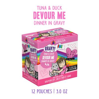 Show full view: BFF Tuna & Duck Devour Me Dinner in Gravy Wet Cat Food Pouches, 3-oz, case of 12 slide 3 of 13