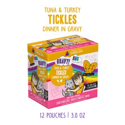 Show full view: BFF Tuna & Turkey Tickles Dinner in Gravy Wet Cat Food Pouches, 3-oz, case of 12 slide 3 of 13