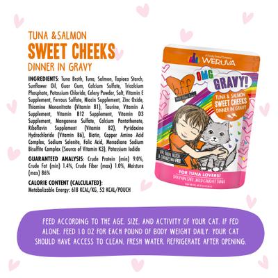 Show full view: BFF Tuna & Salmon Sweet Cheeks Dinner in Gravy Wet Cat Food Pouches, 3-oz, case of 12 slide 6 of 13