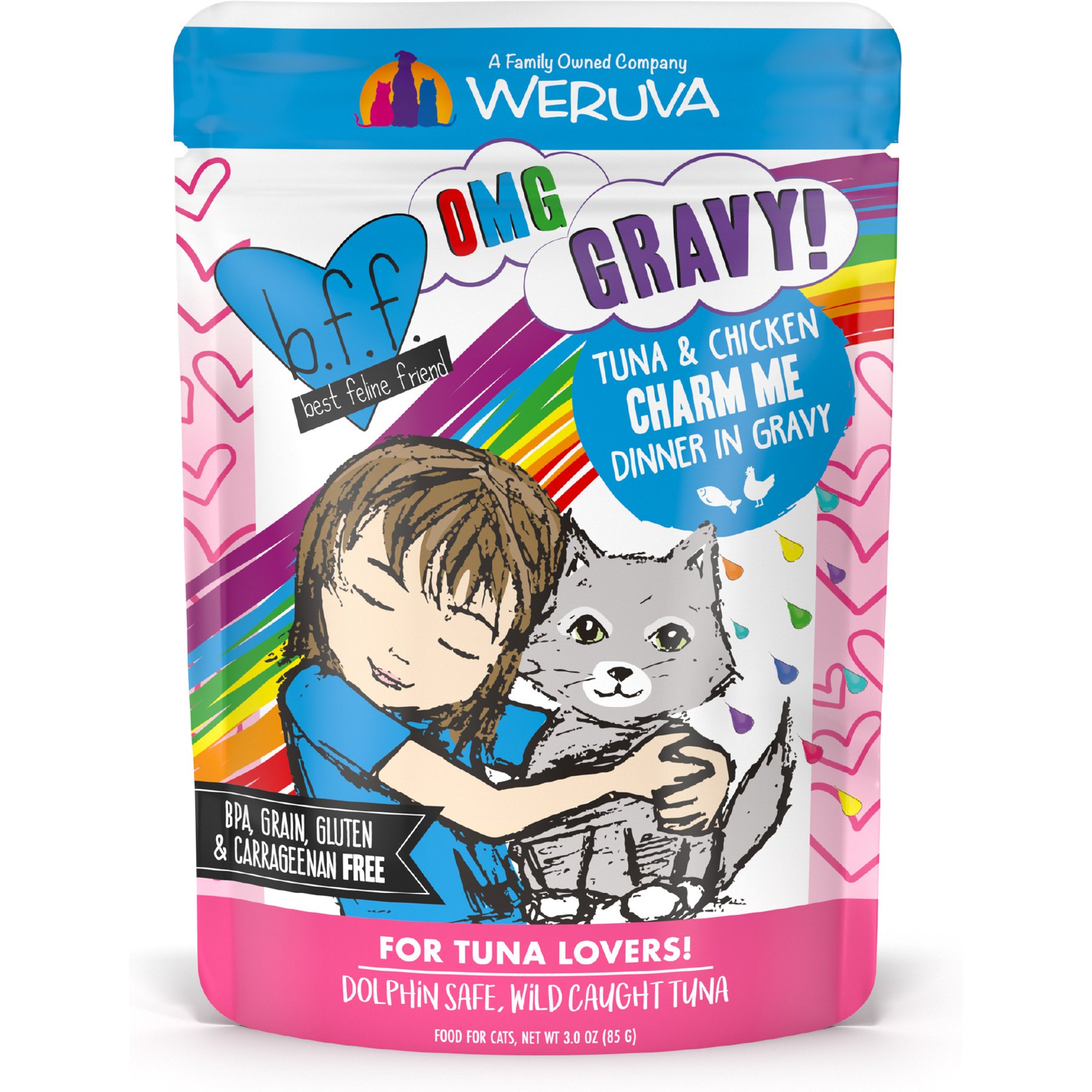BFF Tuna & Chicken Charm Me Cat Food Pouches, 3-oz pouch, case of 12