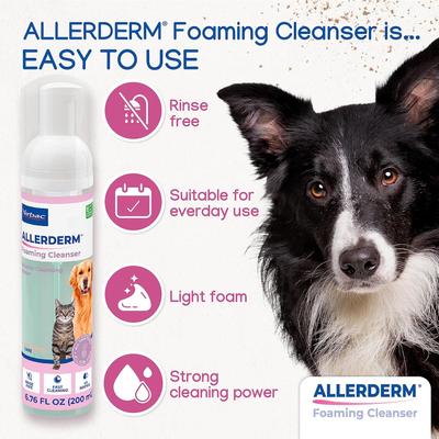 Show full view: Virbac Allerderm Foaming Cleanser Dog Shampoo, 6.7-fl oz bottle slide 6 of 10